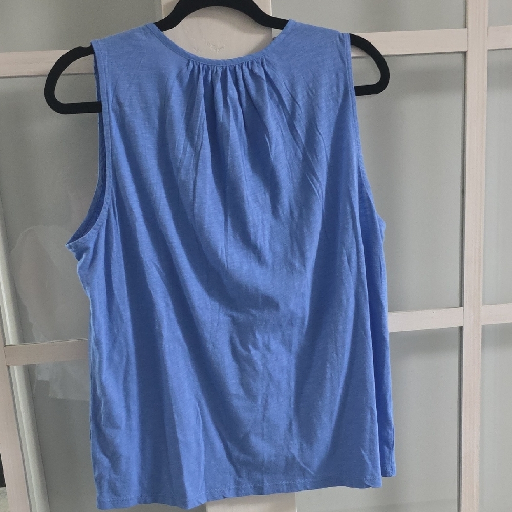 LOFT Blue Smocked Yoke Sleeveless Top - Picture 6 of 6